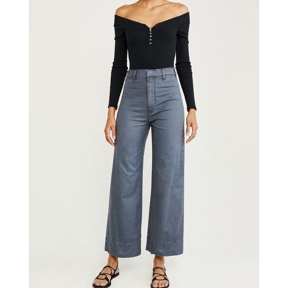abercrombie cropped wide leg pants 